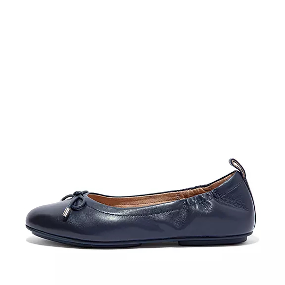 FitFlop ALLEGRO Bow Metallic Leder Ballerinas Damen Navy | 98701452