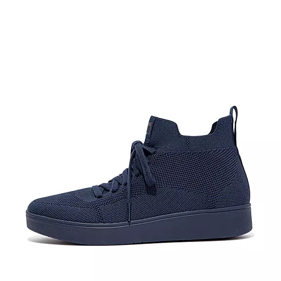 FitFlop RALLY Wasser-Resistant Knit High-Top Sneakers Damen Navy | 83622314