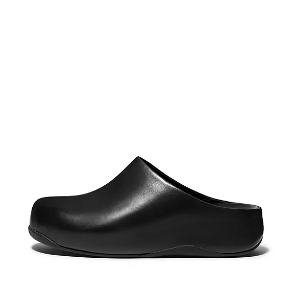 FitFlop SHUV Leder Clogs Damen Schwarz | 79256434