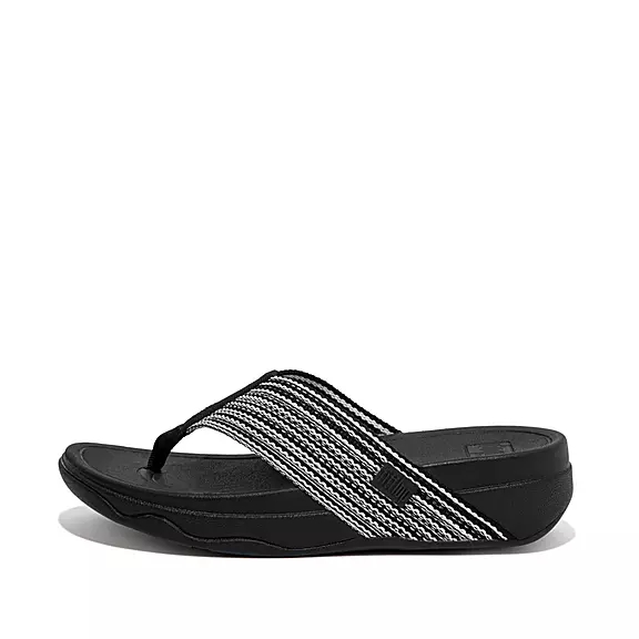 FitFlop SURFA Zehenstegsandalen Damen Schwarz | 19961636