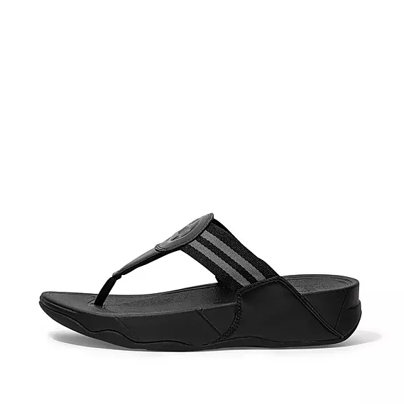 FitFlop WALKSTAR Webbing Zehenstegsandalen Damen Schwarz | 94309217