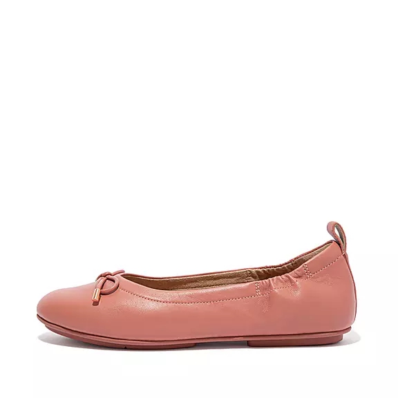 FitFlop ALLEGRO Bow Metallic Leder Ballerinas Damen Rosa | 88309335