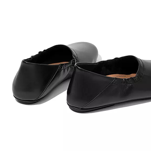 FitFlop ALLEGRO Fold-Down Back Leder Ballerinas Damen Schwarz | 60115670