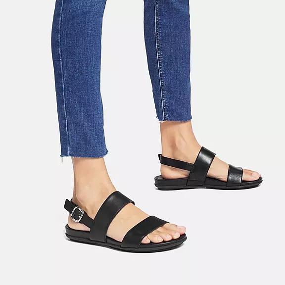 FitFlop GRACIE Leder Rückenriemen Sandalen Damen Schwarz | 11436366