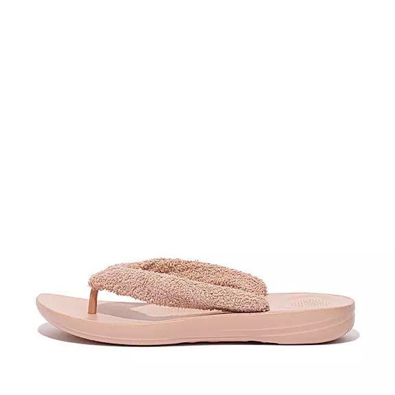 FitFlop IQUSHION Towelling Zehentrenner Damen Beige | 48016175