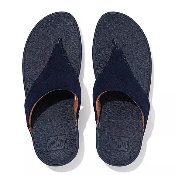 FitFlop LULU Wildleder Zehenstegsandalen Damen Navy | 31140350