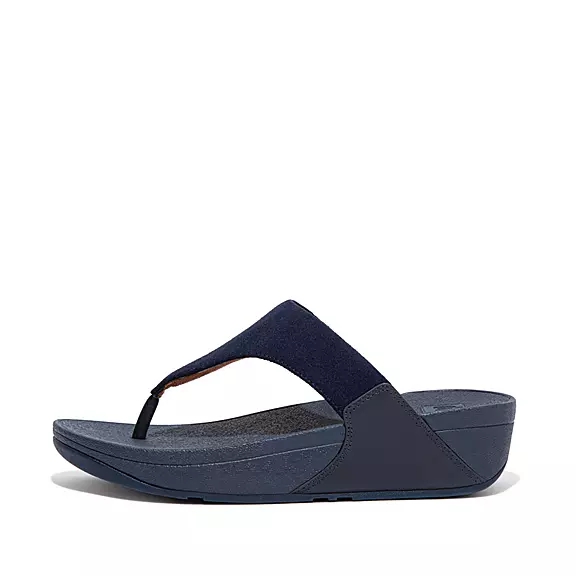 FitFlop LULU Wildleder Zehenstegsandalen Damen Navy | 31140350