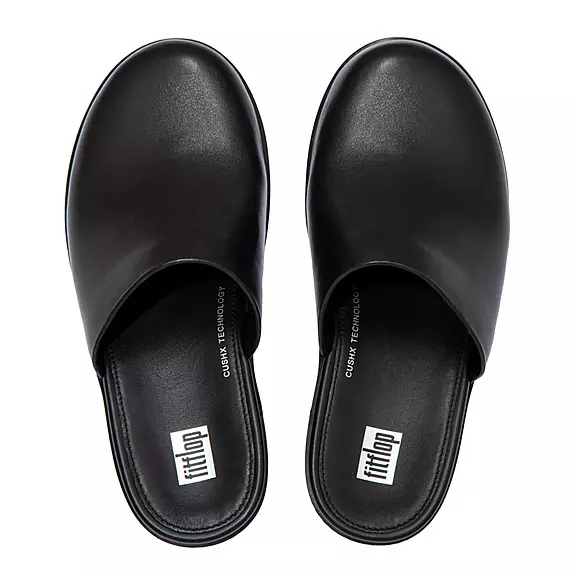 FitFlop PILAR Leder Clogs Damen Schwarz | 15776325