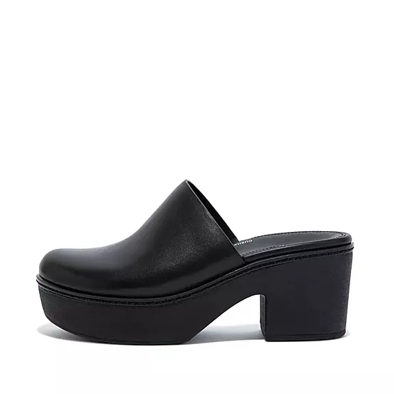 FitFlop PILAR Leder Clogs Damen Schwarz | 15776325